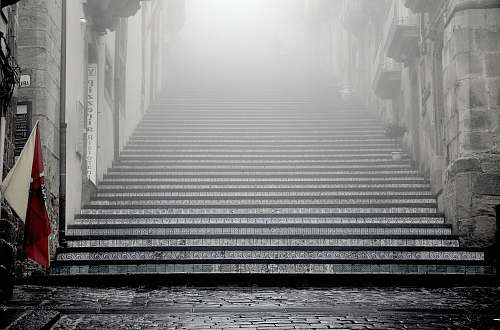 stairs greyscale photography of concrete stairways grey