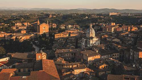 roof Beautiful aerial view by a drone of Siena, Italy. Charming old buildings showcase western Europe's architecture. architecture