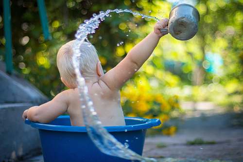 baby child lifting water dipper kid