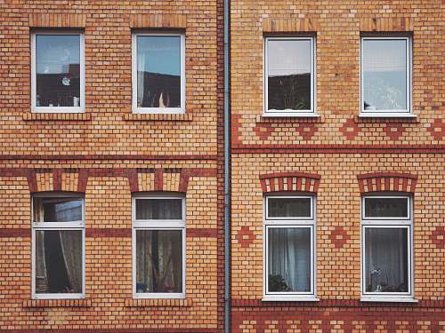 germany orange and red brick wall with mirrors brick