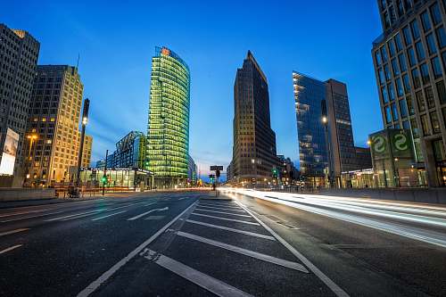 city long exposure photo of high-rise buildings berlin