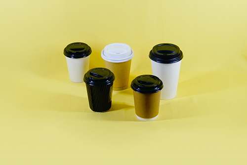 indonesia black and white plastic cups tin