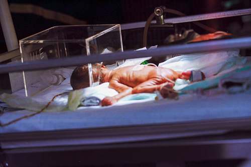 hospital baby on incubator medical