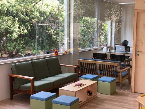 indoors brown and green 3-seat sofa room