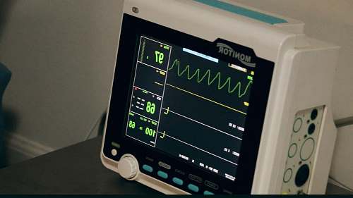 medical black and white digital heart beat monitor at 97 display health