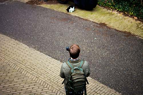 person aerial view photography of man male