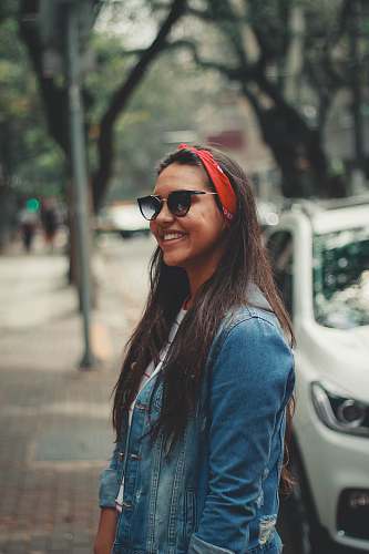 people woman wearing blue denim jacket person