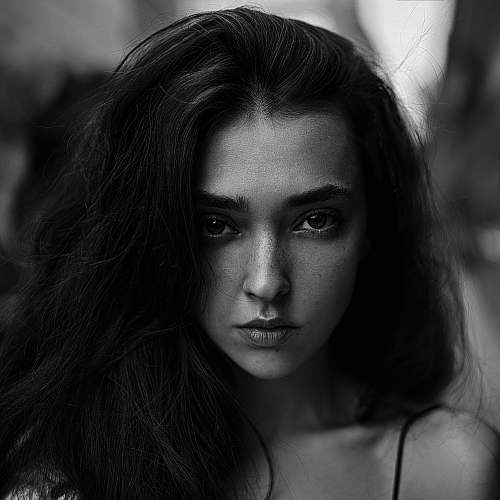face woman's face black-and-white