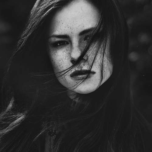 black-and-white woman's profile face