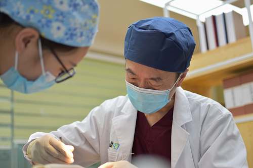 human man wearing face mask clinic