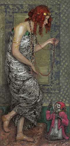 painting woman in white and black dress apparel