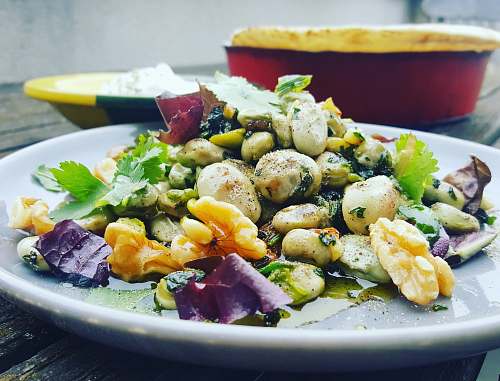 plate vegetable salad on white ceramic plate salad