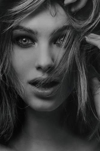 face grayscale portrait of woman person
