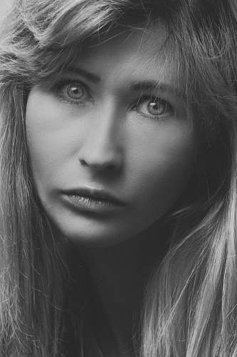 black-and-white grayscale photo of woman face