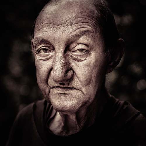 person man wearing black crew-neck top face