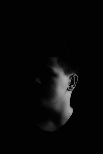 black-and-white grayscale photography of man's face human