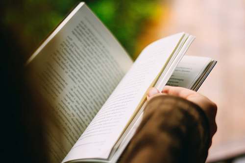 book person holding opened book hand