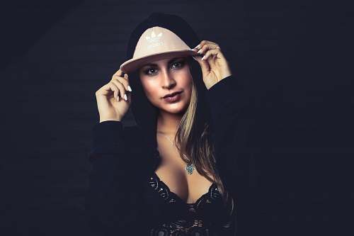 apparel woman wearing black hoodie face