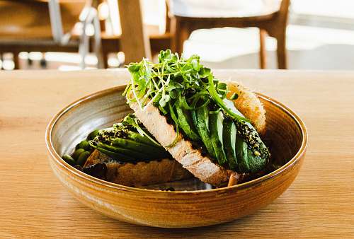 sandwich bread and vegetables on bowl plant