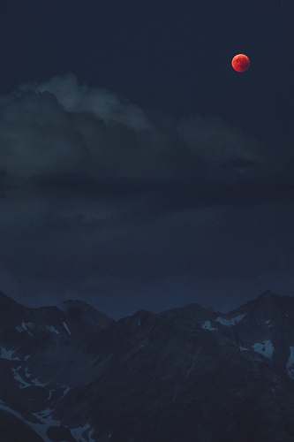 night mountain under cloudy full moon moon