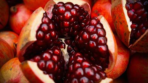 pomegranate close-up photo of sliced pomegranate flora