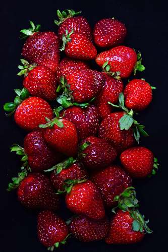 food strawberries on blue ceramic bowl plant