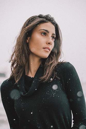 clothing woman wearing black long-sleeved shirt on snow field sleeve
