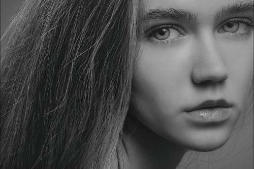 person grayscale photography of long-haired woman human
