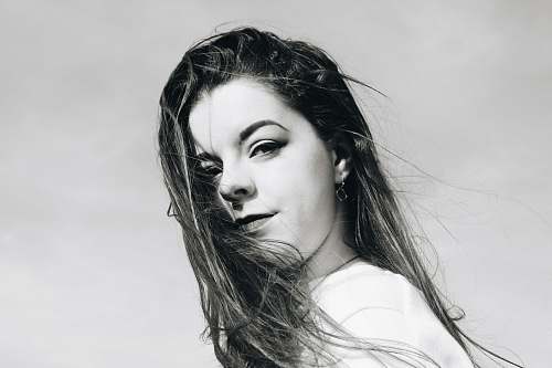 black-and-white grayscale photo of woman face