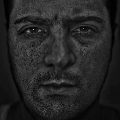 black-and-white man's face face