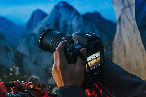 person person holding DSLR camera camera