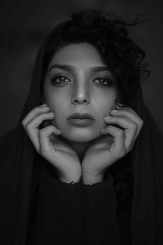 black-and-white woman wearing black shirt face