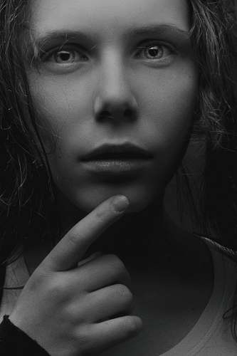black-and-white women's shirt face