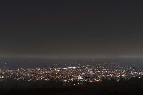 nature aerial view of city at night outdoors