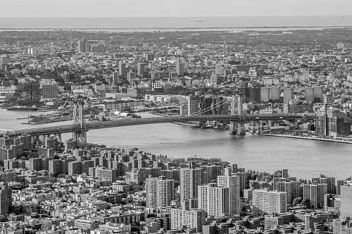 nature grayscale photo of city black-and-white