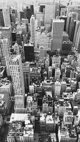 outdoors grayscale photography of city buildings black-and-white