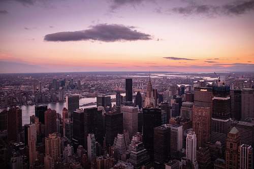 landscape aerial photo of cityscape during golden hour outdoors