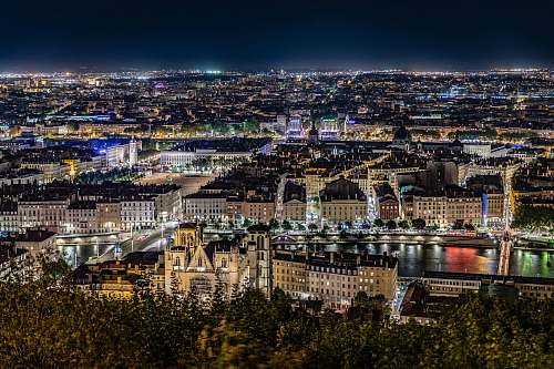 landscape city skyline view during night outdoors