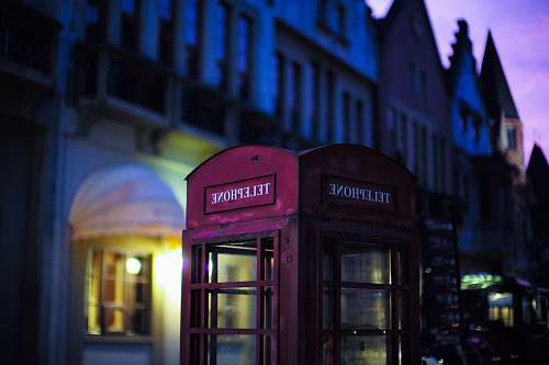 urban red Telephone booth street