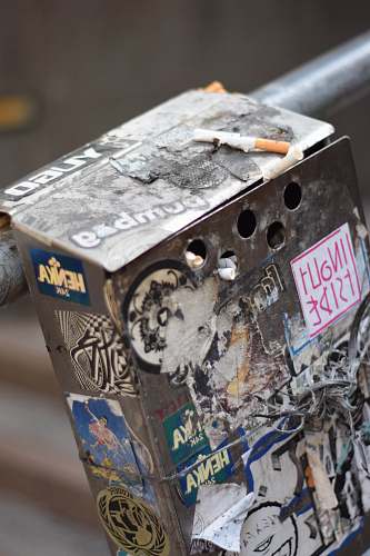 box grey metal box with stickers machine