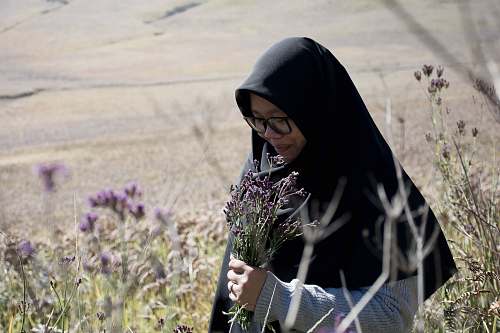person woman in black hijab headdress people