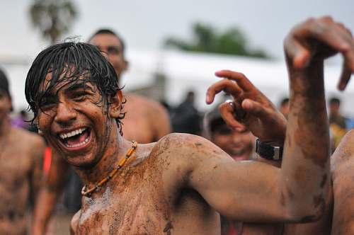 human people playing mud outdoor skin