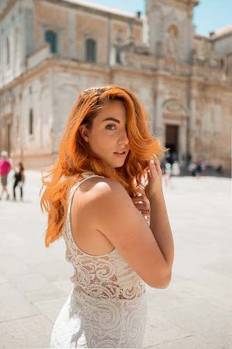 clothing woman in white lace top robe