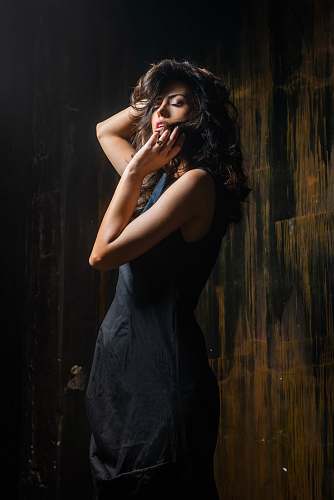 clothing woman wearing black dress evening dress