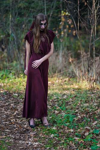 clothing women's maroon short-sleeved dress evening dress