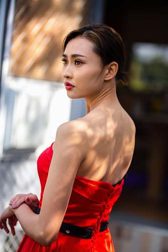 gown woman wearing red tube dress robe