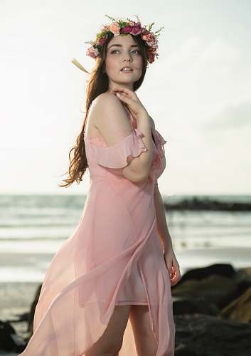 clothing woman wearing pink dress apparel