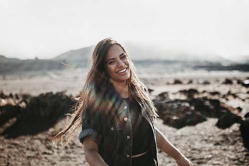 person women's black button-up jacket human