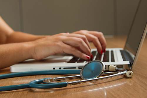 human Stethoscope and Laptop Computer. computer