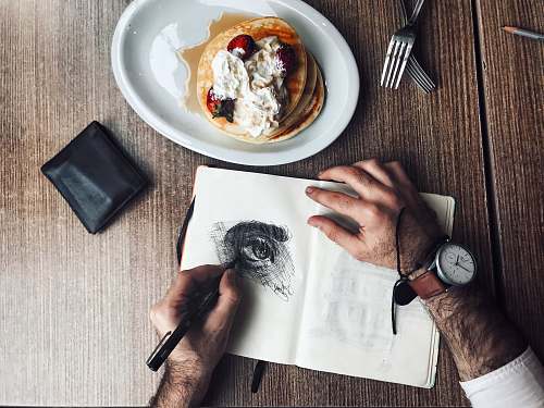 wallet person about to drawing human eye hands